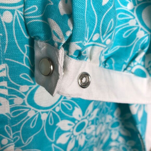 Bob Mackie NWT Wms Wearable Art Linen Blend Floral Turquoise Top Size XL Sequins - Picture 7 of 12